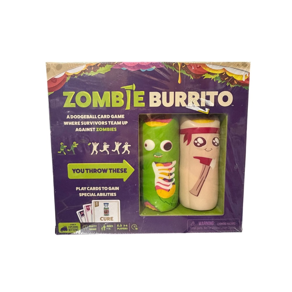 Exploding Kittens Zombie Burrito Dodgeball Card Game New Sealed Party Game
